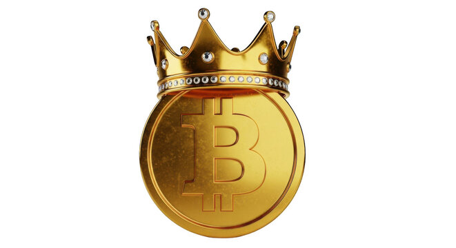 Golden bitcoin icon with crown