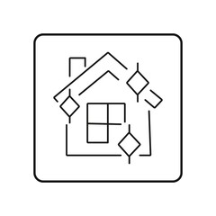 Obraz premium Abstract linear representation of a house with geometric shapes indicating property or security elements