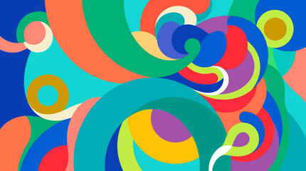 Fototapeta premium Vibrant abstract colorful swirling shapes pattern.