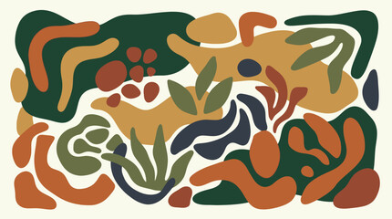 Abstract floral pattern with colorful shapes. © Abhinaya Project