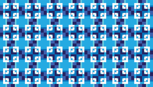 Seamless geometric pattern with blue and white square brackets. Abstract digital technology vector background.