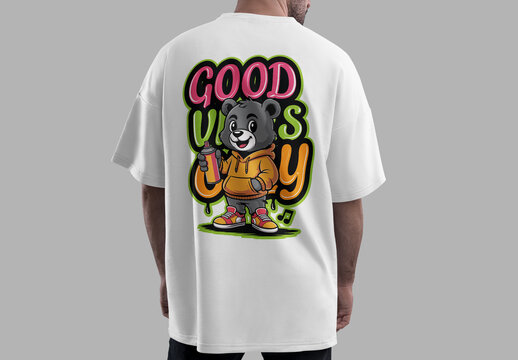 Bear Graffiti Tshirt Design Cartoon Streetwear Graphic Tee Illustration