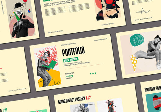 Creative Portfolio Presentation Template with Modern Collage Layout