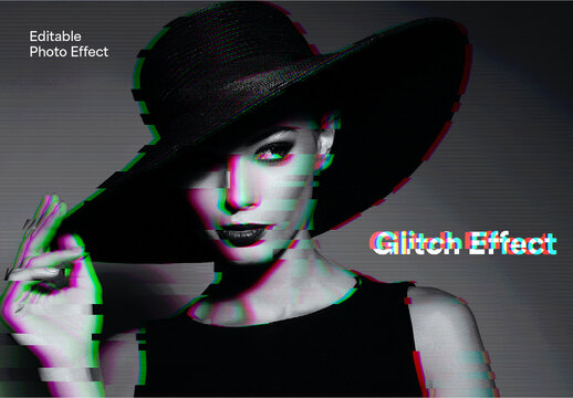 Editable Modern Glitch Photo Effect Template Design