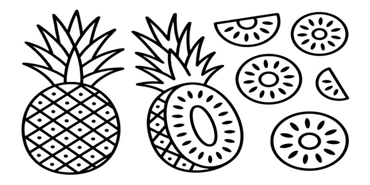 Set of Easter eggs vector illustration featuring tropical fresh fruit inspired design with pineapple style, healthy organic colorful juicy sweet nature themed decorative objects