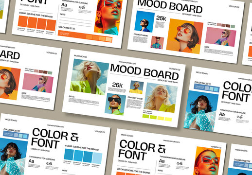Modern Mood Board Template with Color and Typography Layout