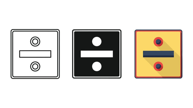 Division Symbol Math Icon Set: Outline, Flat Design, and Textured Styles Vector Illustration