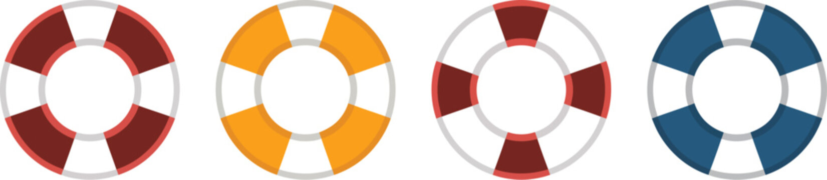 Lifebuoy icon set, nautical safety life preserver ring vector collection featuring solid outline and hand drawn variations, modern flat and sketch styles with clear geometry, ideal for safety signage 