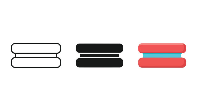 Abstract equal sign illustration with three variations: outline, solid black, and colored flat design