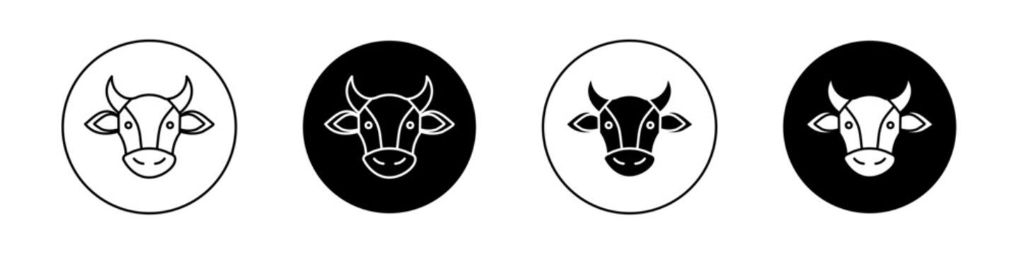 Cow icons vector graphics collection on white background