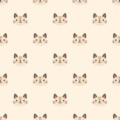 Obraz premium Cute Cat Faces Seamless Pattern Background