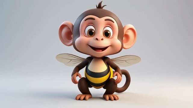 Cartoon like monkey character, funny and friendly
