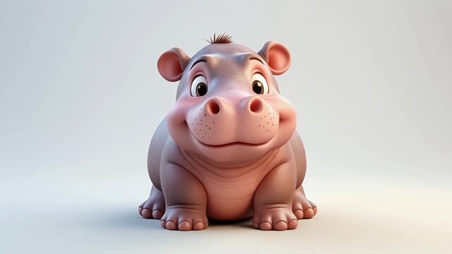 Adorable hippopotamus with round shape and big eyes
