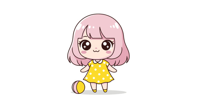 Cartoon girl with pink hair.
