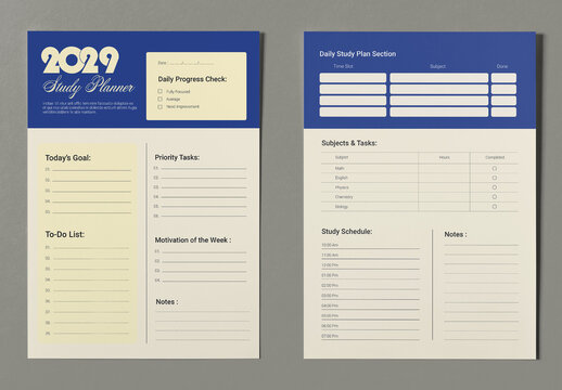 Study Planner Design Layout
