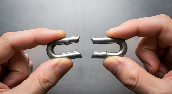 Two hands snapping a metal link.