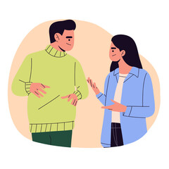 Obraz premium Flat illustration of people communicating and interacting in daily life, featuring conversations, teamwork, business discussion, and social connection. showing collaboration, friendship, office