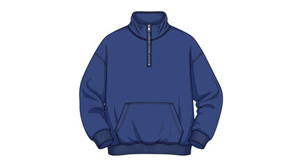 Blue Half Zip Pullover Sweatshirt Mockup Isolated on White Background © oka