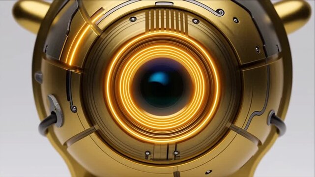 3Dプリントで構築される精密ロボットの目と琥珀色回路の点火タイムラプス