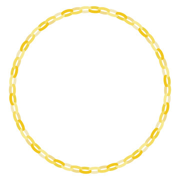 ベビーイエローのペーパーチェーン円形フレーム｜明るい装飾・背景透過・ベクター Baby Yellow Paper Chain Circle Frame | Bright Transparent Vector Border