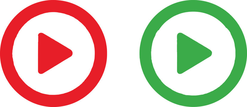 Red and green play icons Vector