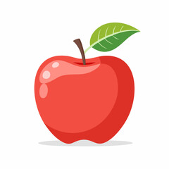 Fototapeta premium Red Apple with Green Leaf