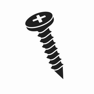 Black and white screw icon a simple fastening tool illustration