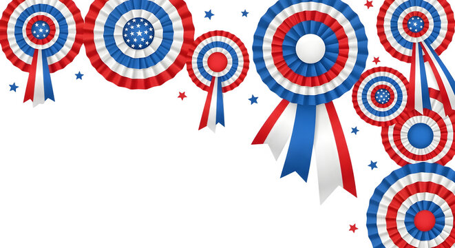 Festive 4th of july rosettes celebrating american independence day with patriotic flair