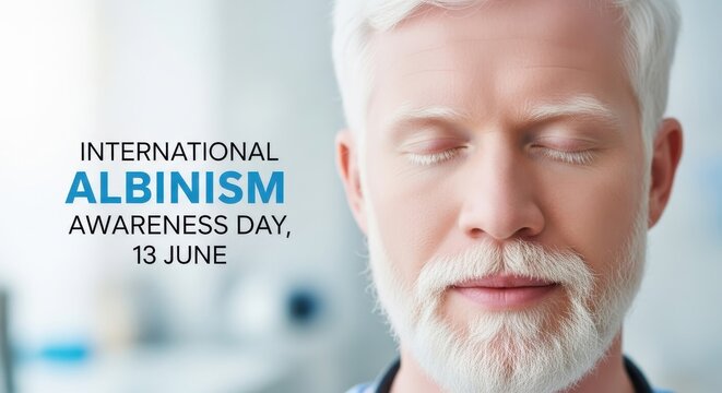 close-up portrait of man with albinism for international albinism awareness day campaign