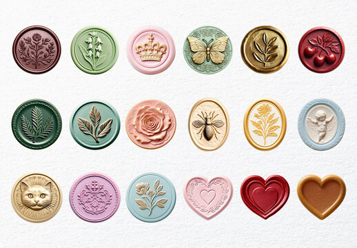 Colorful Vintage Wax Seal Element Set