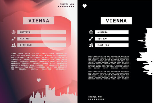 Vienna, Austria poster, page design template with city information data and text areas. Travel marketing and tourism infographic concept for brochures, web design