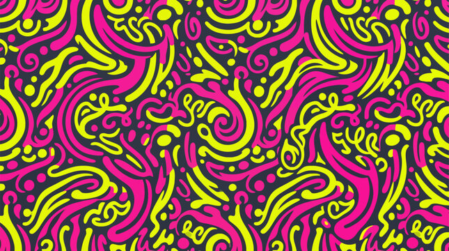 Funky seamless pattern with squiggles