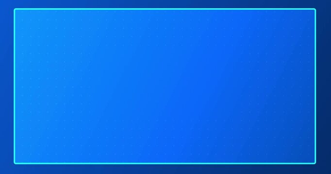 Corporate job presentation meeting horizontal rectangle frame ready for PPT. Digital interface with neon frame outline moving around it and dotted grid inside. Display screen template. Holographic HUD