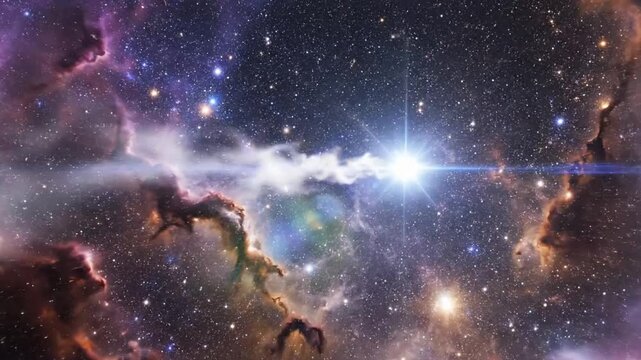Star flies through space in scientific exploration of cosmic phenomena and bright celestial events