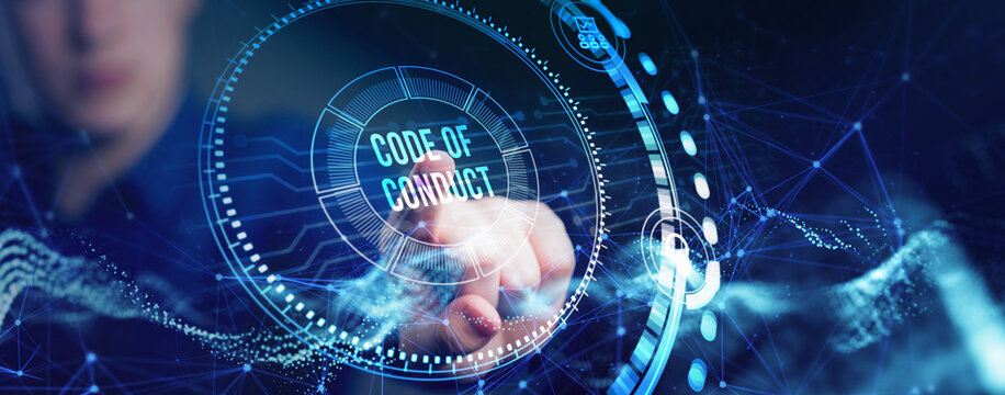 Business, Technology, Internet and network concept. Virtual screen of the future: Code of conduct.