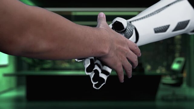 This video depicts a human hand and a robotic hand engaging with a digital globe representing the net zero concept, highlighting innovation in sustainability and technology. Auvana