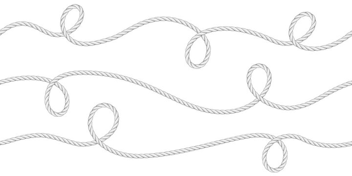 Rope seamless pattern. Seamless wavy ropes. Hemp twisted ropes. Decorative wavy cords. Marine twine.