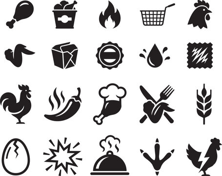 Fried Chicken and Poultry Food Icon collection