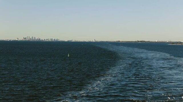 Cruise ship wake in the Atlantic ocean