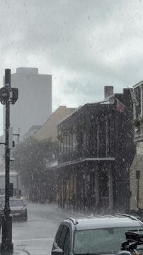 Walking tour in French Quarter, New Orleans near Bourbon Street in Louisiana