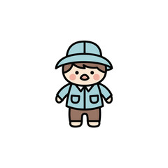 Obraz premium Cartoon boy wearing blue outfit.