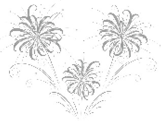 Abstract halftone fireworks vector illustration. black dots on transparent background. graphic flower pattern for holidays. © MD ALI STOCK