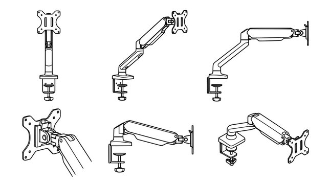 Stylish Minimalist Drawing of Adjustable Monitor Arm Accessories