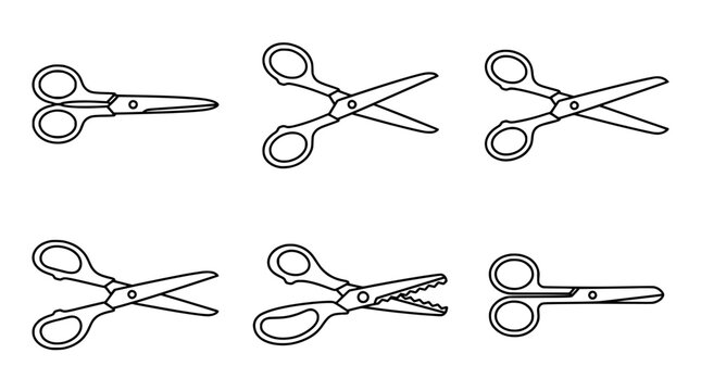Assorted Scissors Line Art Collection Featuring Various Designs