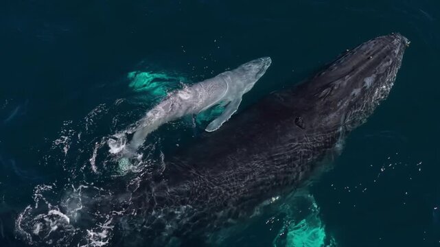 Humpback Whale gives birth to calf, La Ventana, Baja California, Mexico