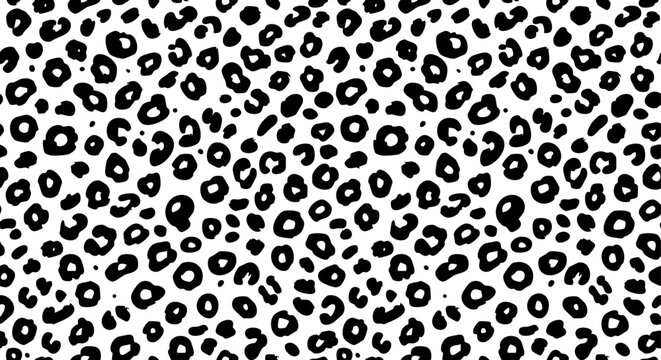 Leopard print pattern, seamless black spots on white background
