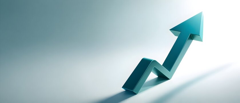 Business growth success path with glowing arrow and digital futuristic concept