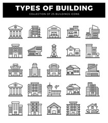 Obraz premium building icons for architecture and real estate on a white background.