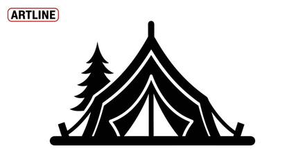 Black silhouette of a tent and tree © Freelancing