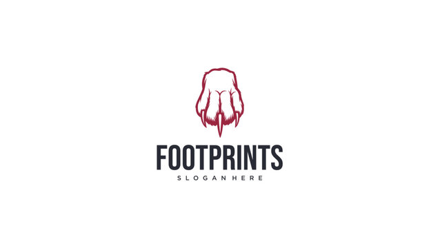 Fierce predator claw paw print logo design with sharp talons